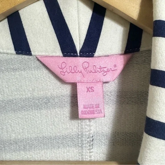 Lilly Pulitzer Mindy Blazer Navy white Striped nautical cotton cardigan XS - Picture 6 of 7